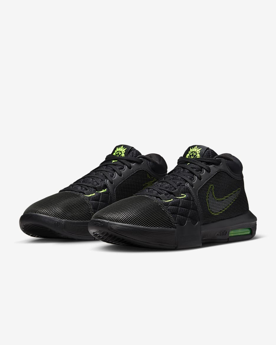 LeBron Witness 8 Basketball Shoes - Black/Volt/White