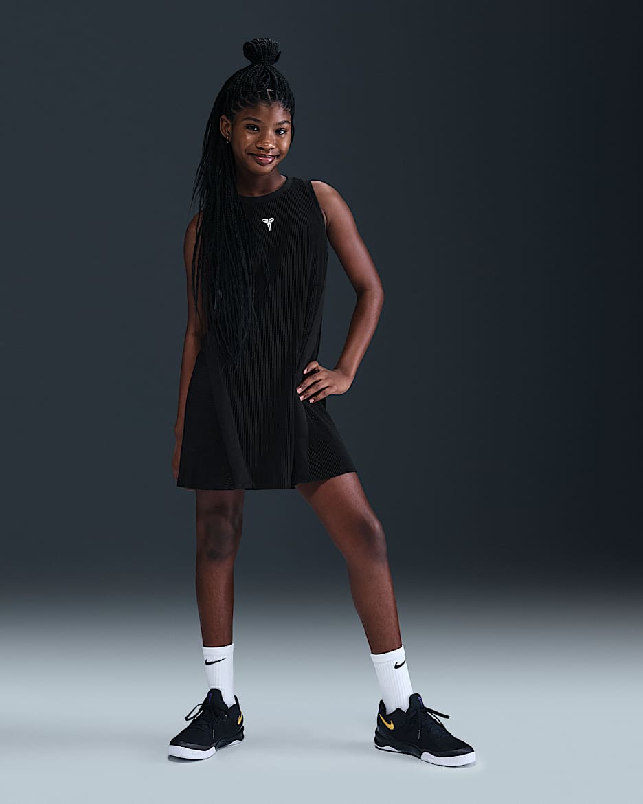 Vestido plisado para niña talla grande Kobe - Negro/Blanco