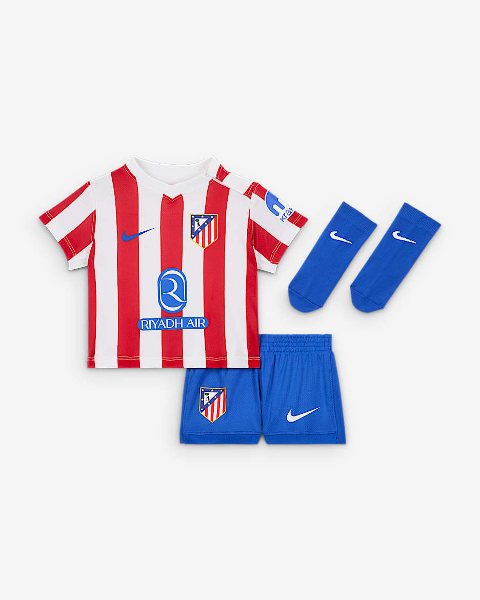 Atlético Madrid 2025/26 Stadium Home Baby/Toddler Nike Soccer Replica 3-Piece Kit - Sport Red/White/Hyper Royal/Hyper Royal