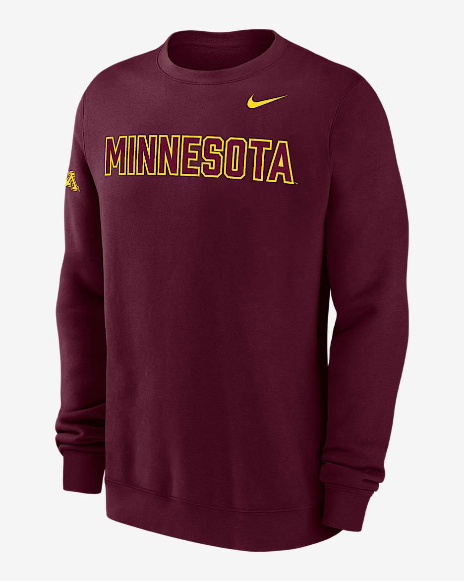 Minnesota Club Fleece Men's Nike College Crew-Neck Sweatshirt - Deep Maroon