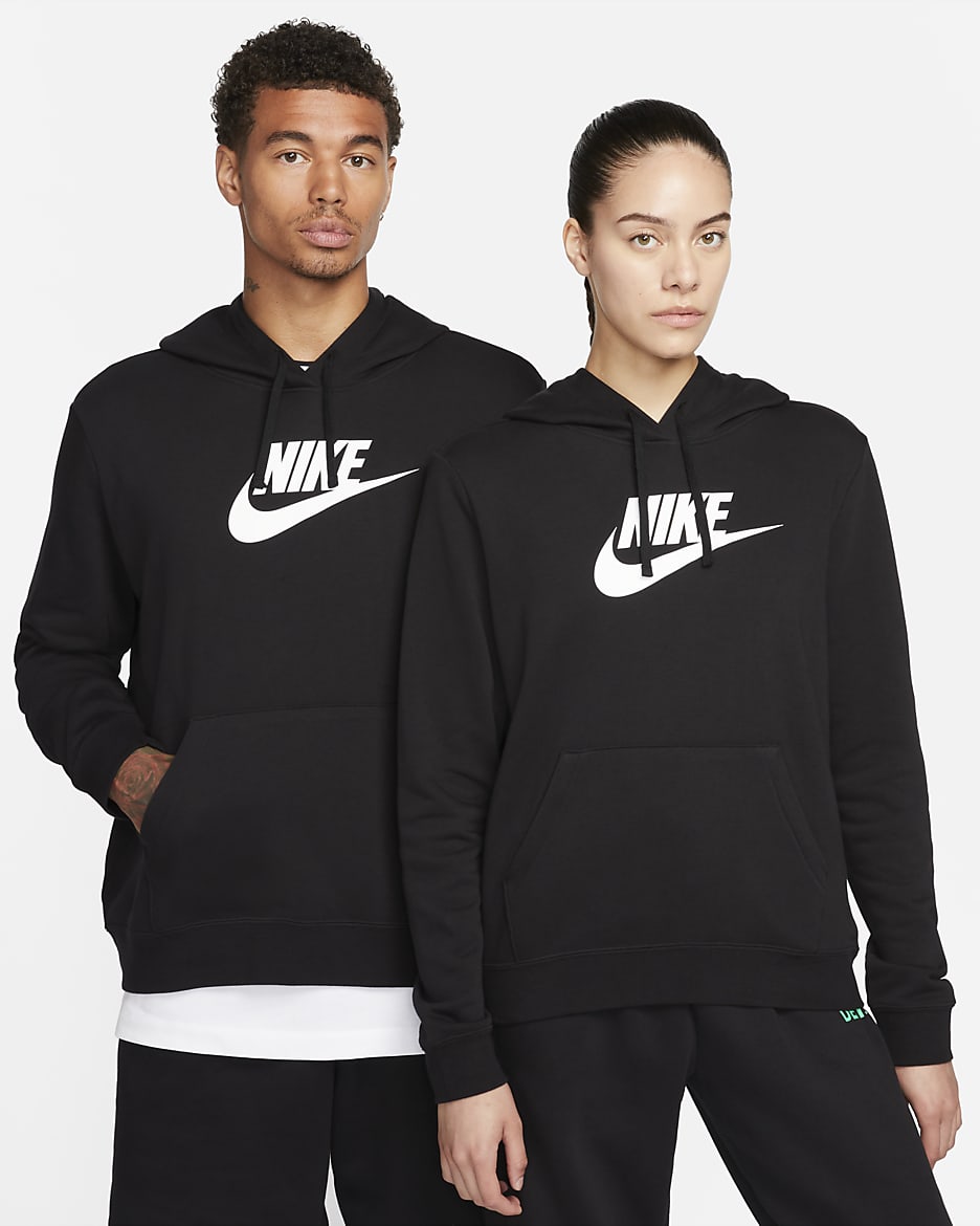 Nike Sportswear Club Fleece Women's Logo Pullover Hoodie - Black/White