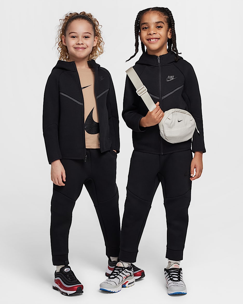 Conjunto de 2 piezas de sudadera de cierre completo Tech Fleece para niños de preescolar Nike Sportswear - Negro