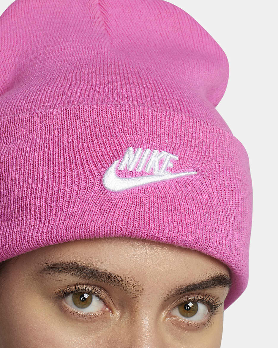 Nike Peak Tall Cuff Futura Beanie - Playful Pink/White