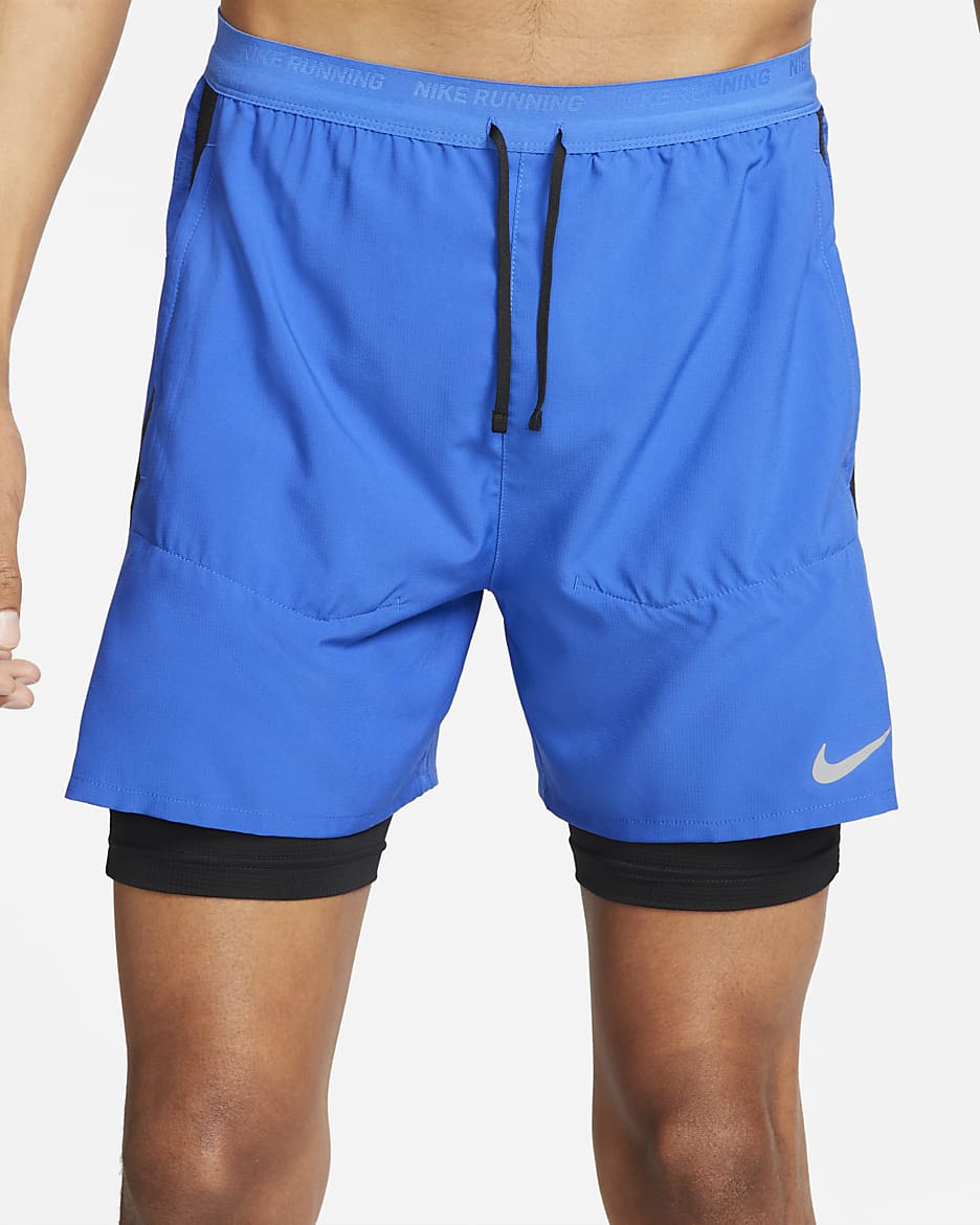 Short de running hybride Dri-FIT Nike Stride 13 cm pour homme - Game Royal/Noir/Noir