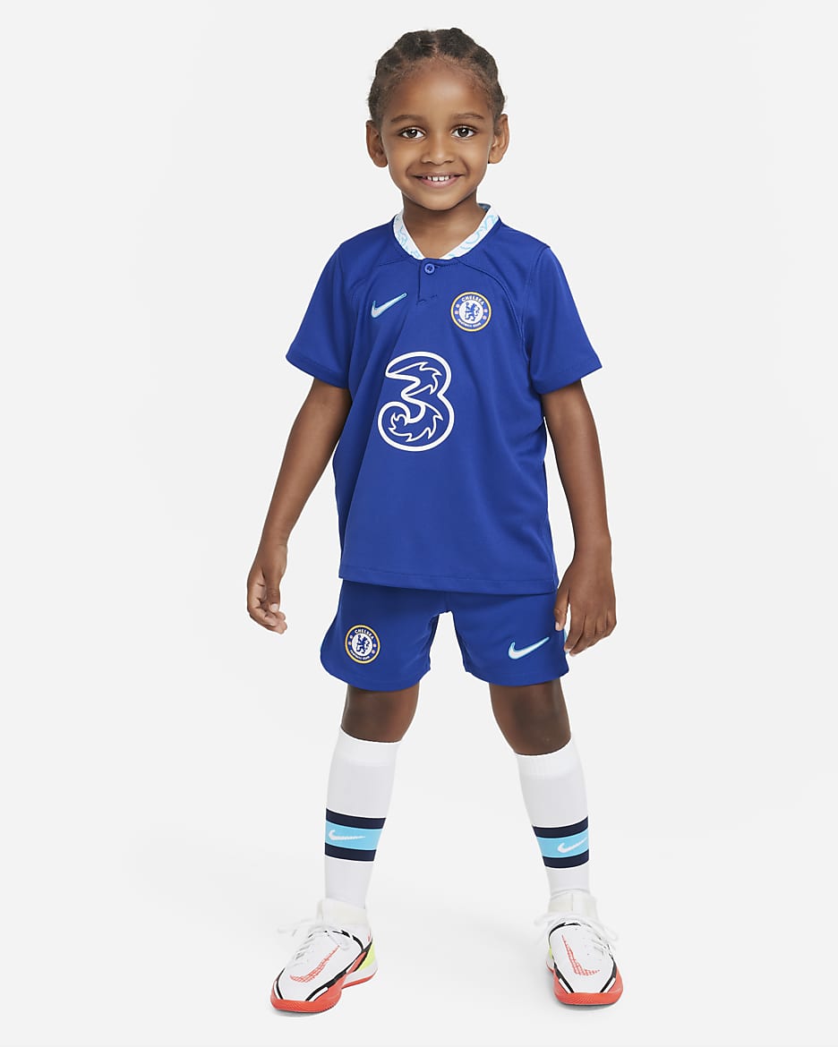 Chelsea FC 2022/23 Home Little Kids' Soccer Kit - Rush Blue/Chlorine Blue/White