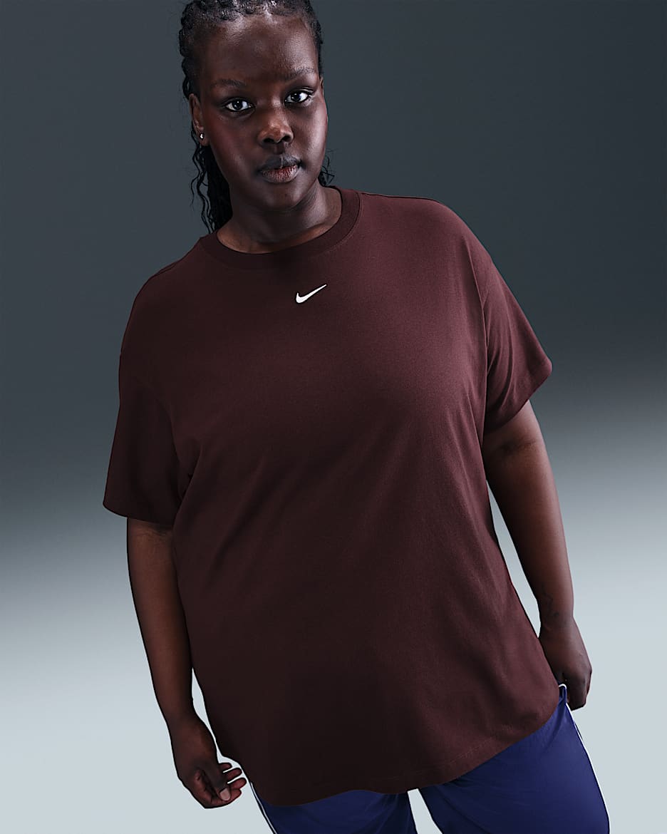 Nike Sportswear Essential Women's T-Shirt (Plus Size) - Burgundy Crush