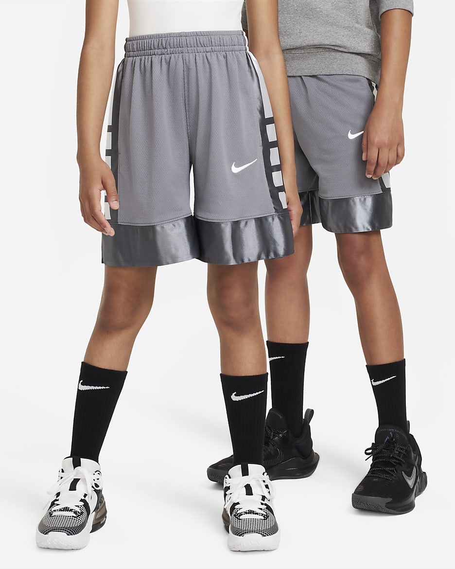 Nike Dri-FIT Elite 23 Big Kids' (Boys') Basketball Shorts - Smoke Grey/White