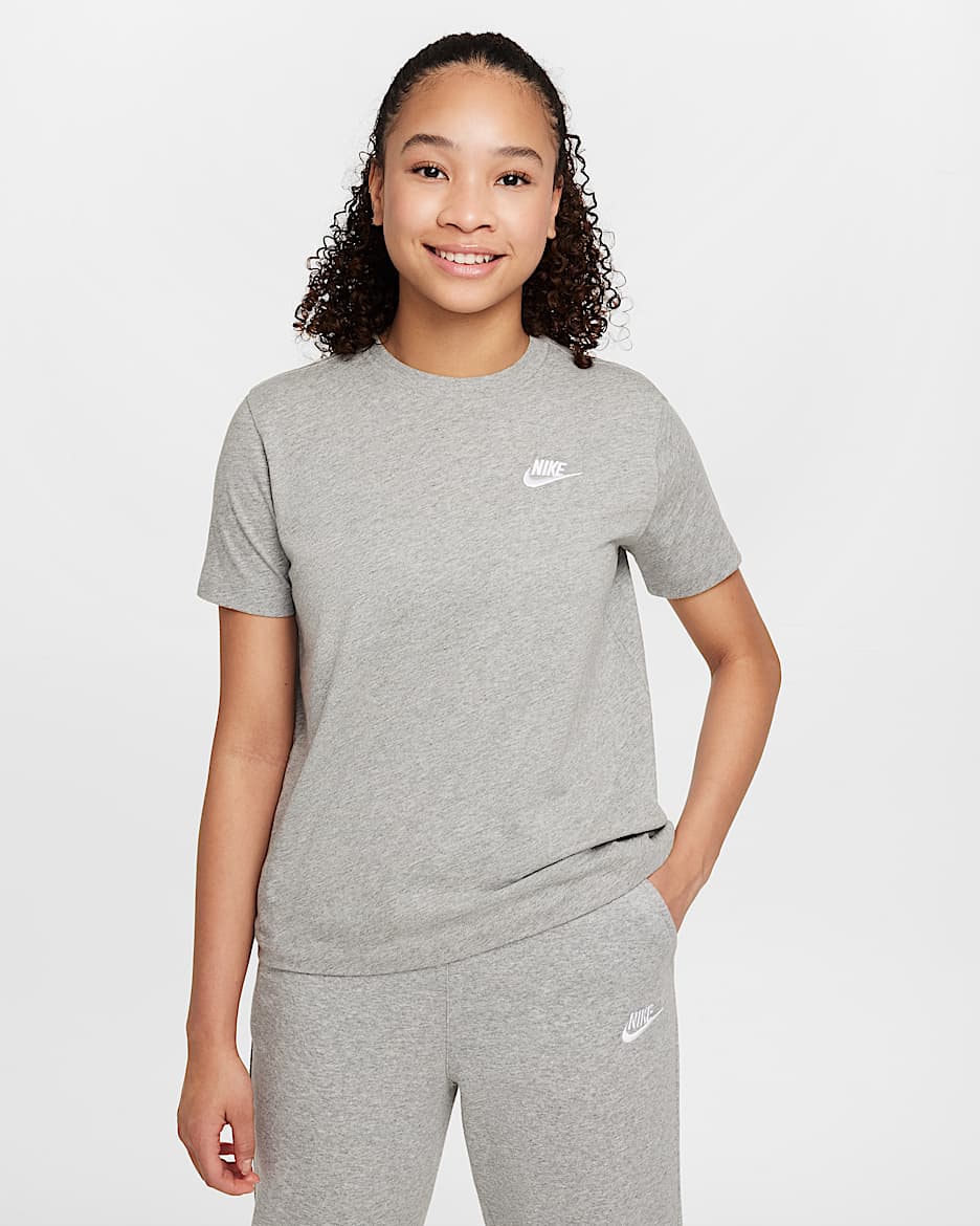 Nike Sportswear-T-shirt til større børn (udvidet størrelse) - Dark Grey Heather