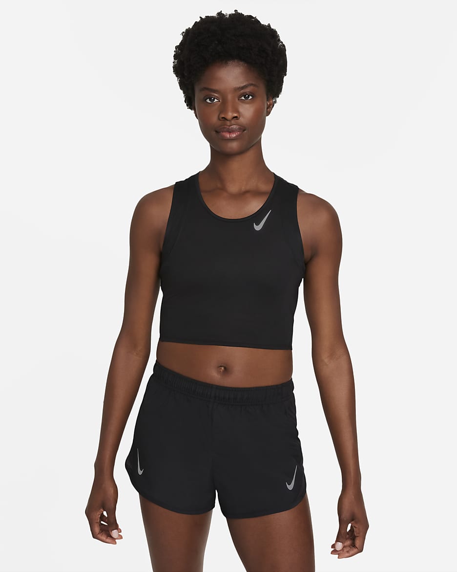 Nike Dri-FIT Race Lauf-Kurz-Tanktop für Damen - Schwarz