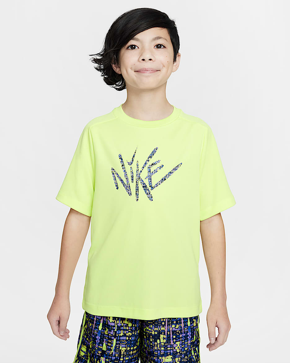 Camisola de manga curta Dri-FIT Nike Multi Júnior (Rapaz) - Light Lemon Twist
