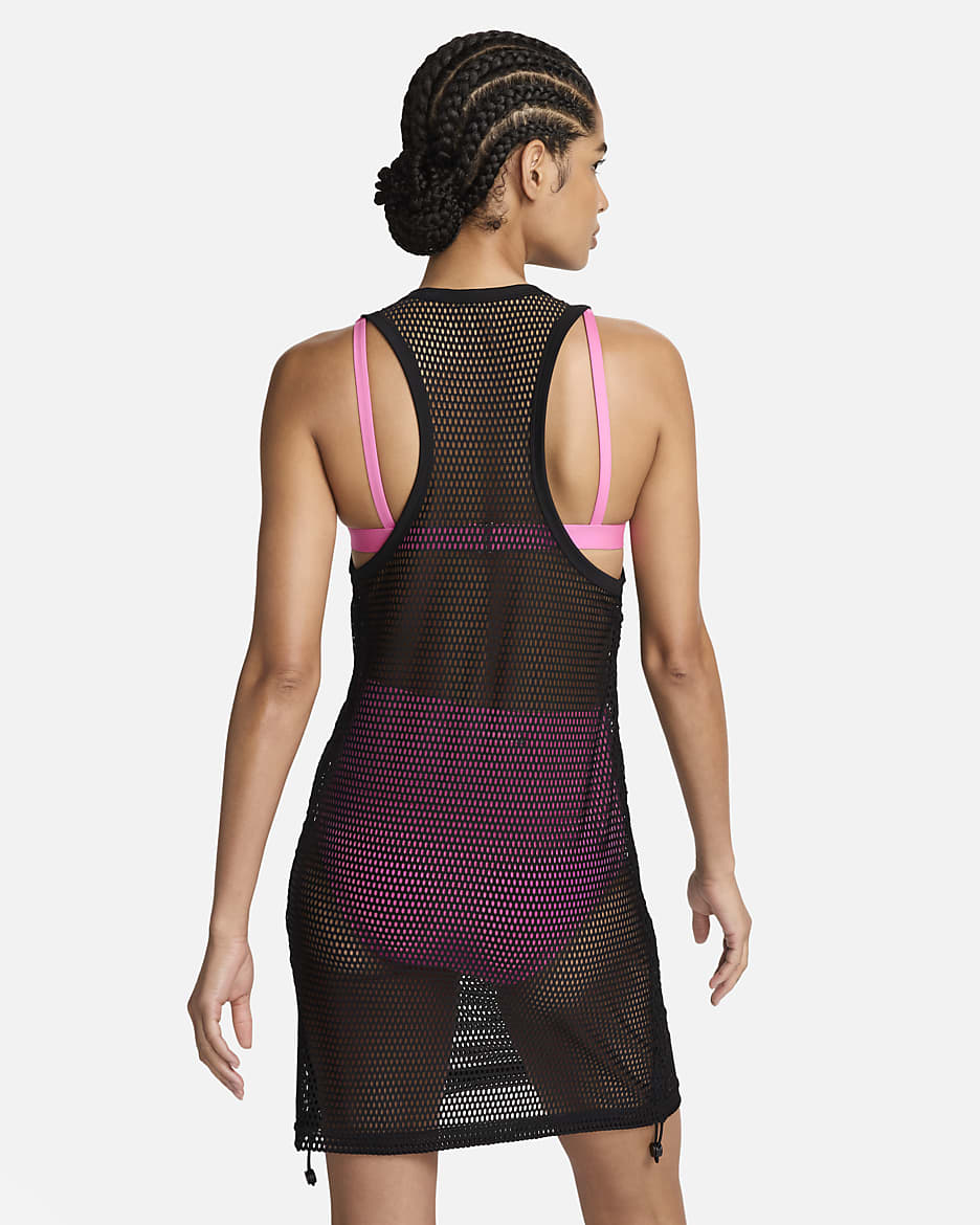 Vestido tipo salida de baño de malla para mujer Nike Swim - Negro