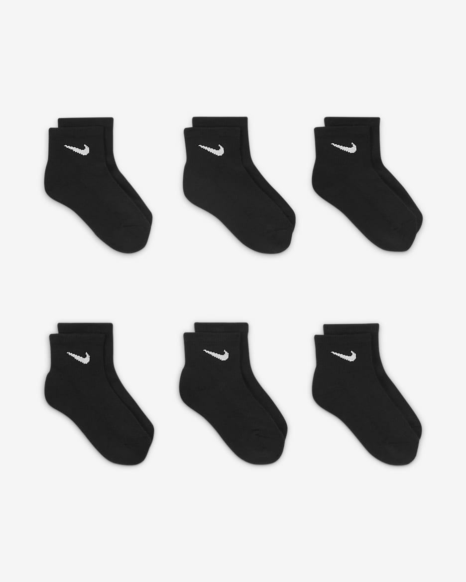 Nike Mesh and Cushioned Little Kids' Ankle Socks (6 Pairs) - Black