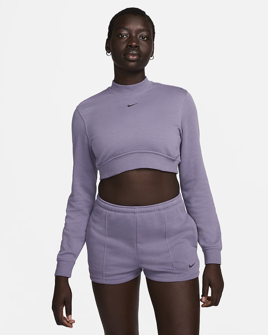 Nike Sportswear Chill Terry Women's Crew-Neck Cropped French Terry Top - Daybreak/Black