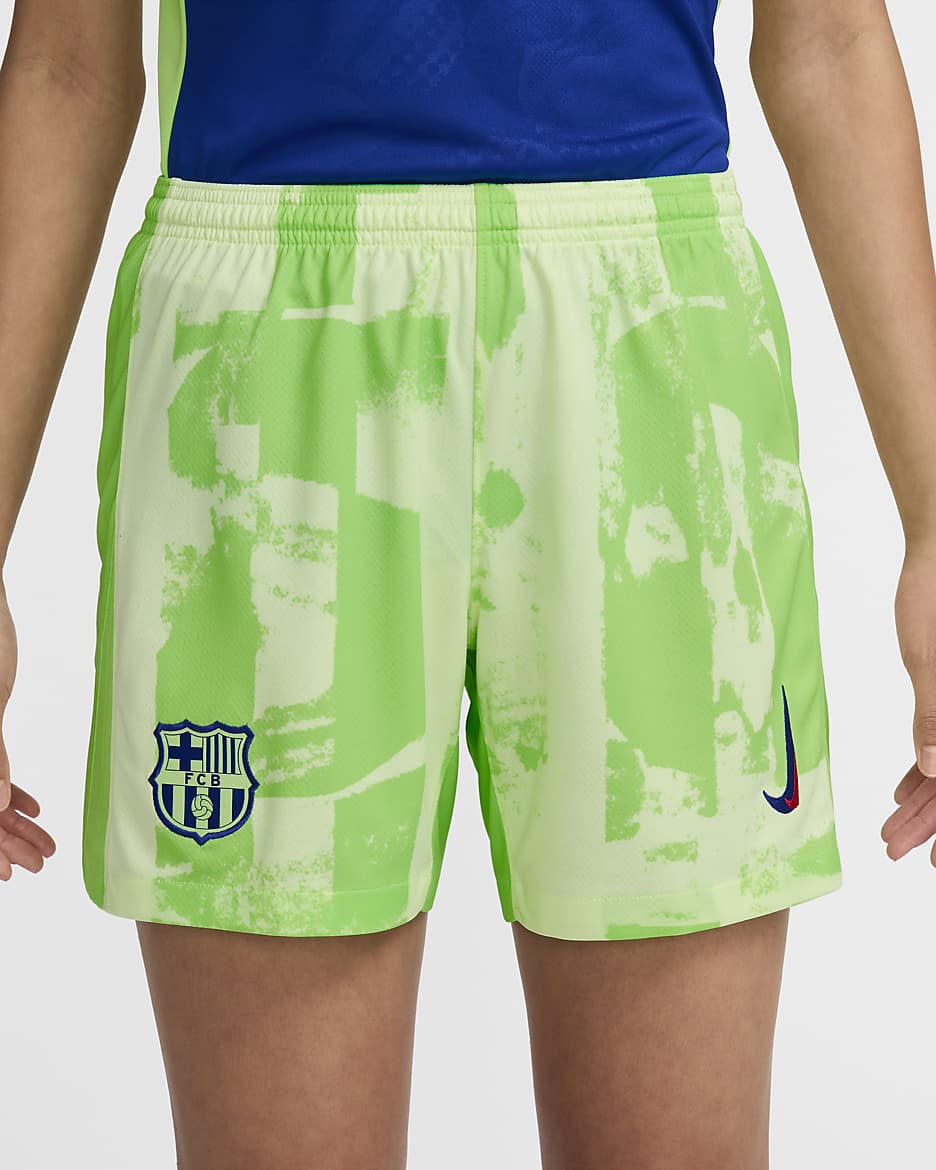 Replika dámských fotbalových kraťasů Nike Dri-FIT FC Barcelona Stadium 2024/25, třetí - Barely Volt/Lime Blast/Old Royal