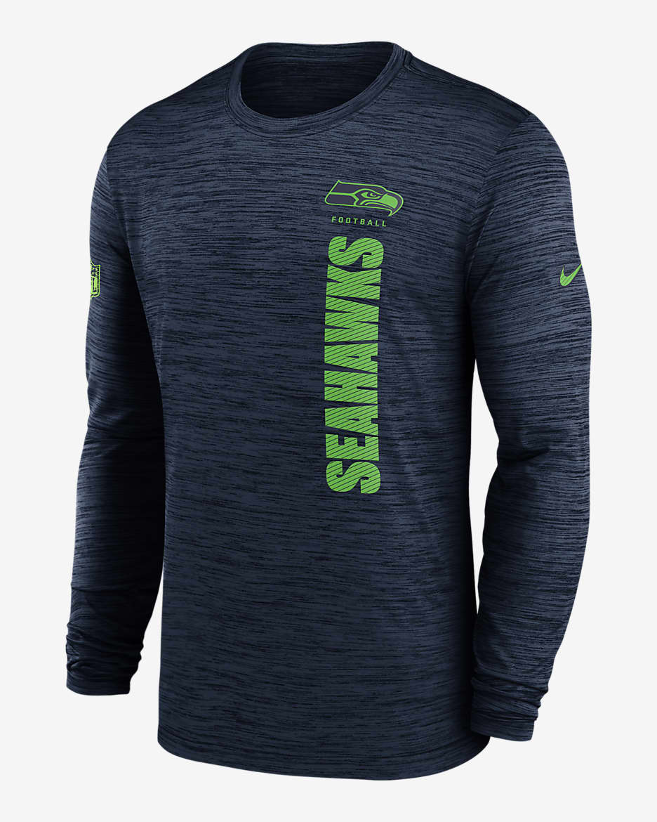 Seattle Seahawks Sideline Velocity Men's Nike Dri-FIT NFL Long-Sleeve T-Shirt - Navy