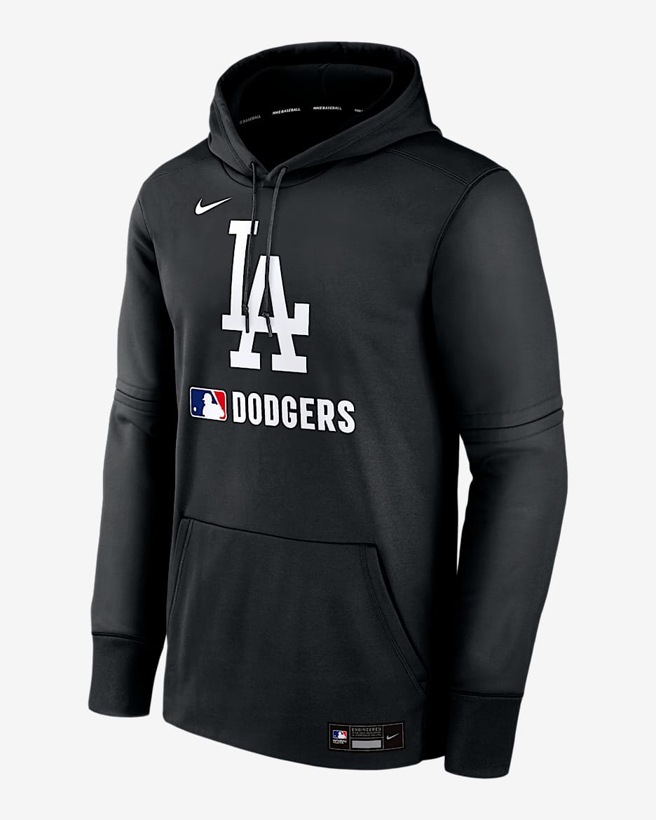 Sudadera con gorro sin cierre Nike Therma de la MLB para hombre Los Angeles Dodgers Authentic Collection - Negro