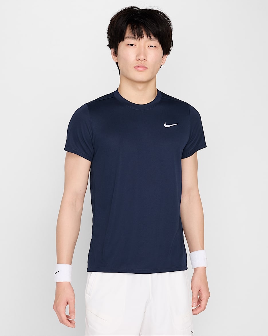 Haut de tennis Dri-FIT NikeCourt Victory pour homme - Obsidian/Blanc