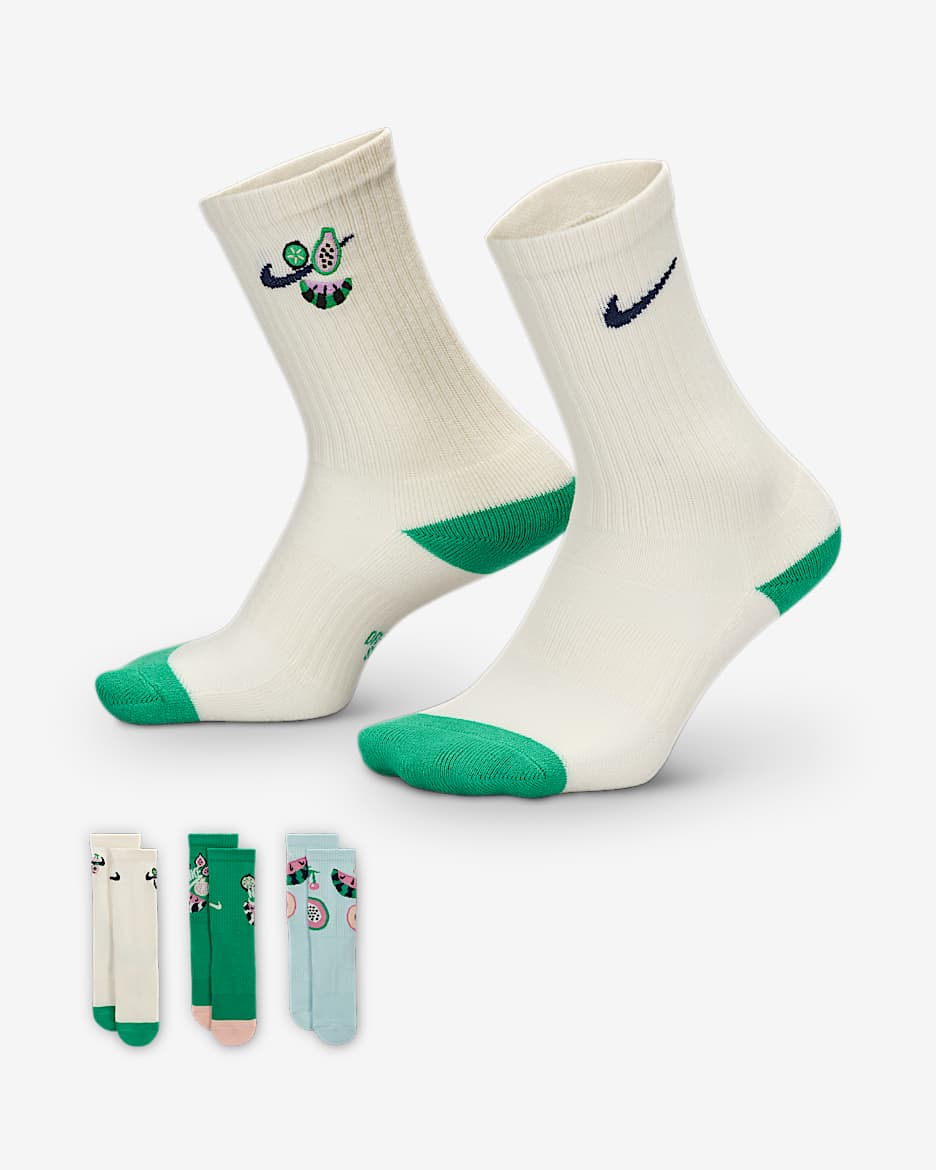 Calcetas acolchadas para niños talla grande (3 pares) Nike Everyday Plus - Multicolor