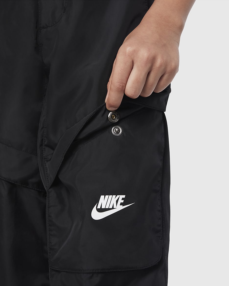 Nike Sportswear Older Kids' (Boys') Woven Utility Trousers - Black/White