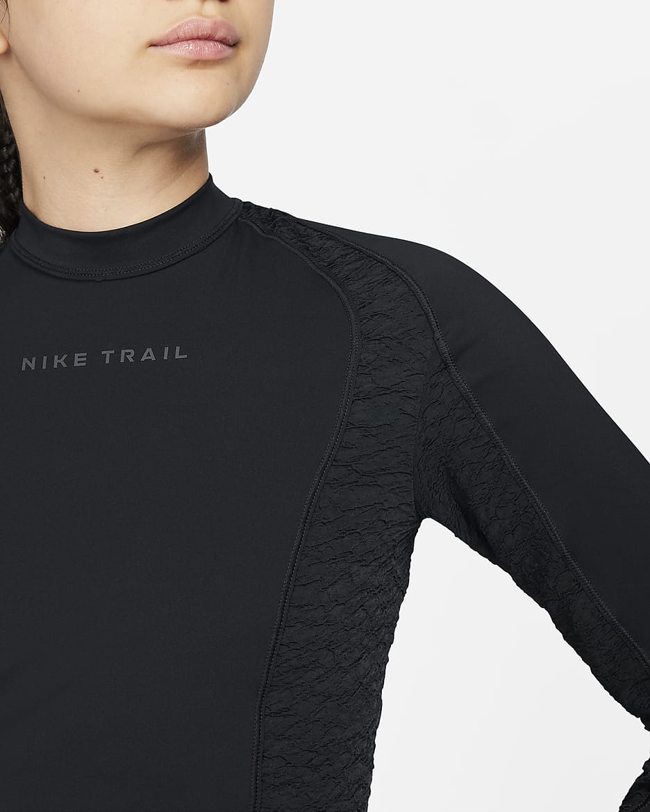 Nike Trail Dri-FIT Longsleeve-Laufobertel für Damen - Schwarz/Schwarz/Dark Smoke Grey