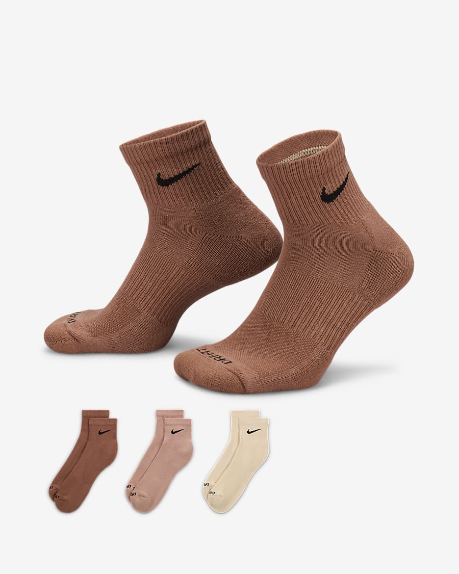 Nike Everyday Plus Cushioned Training Ankle Socks (3 Pairs) - Multi-Colour