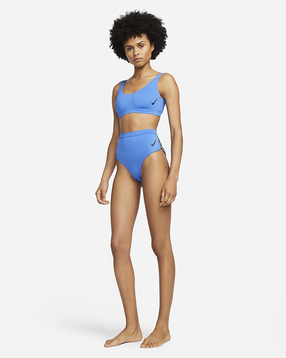 Nike Sneakerkini Women's Scoop Neck Bikini Top - Pacific Blue/Black/Black