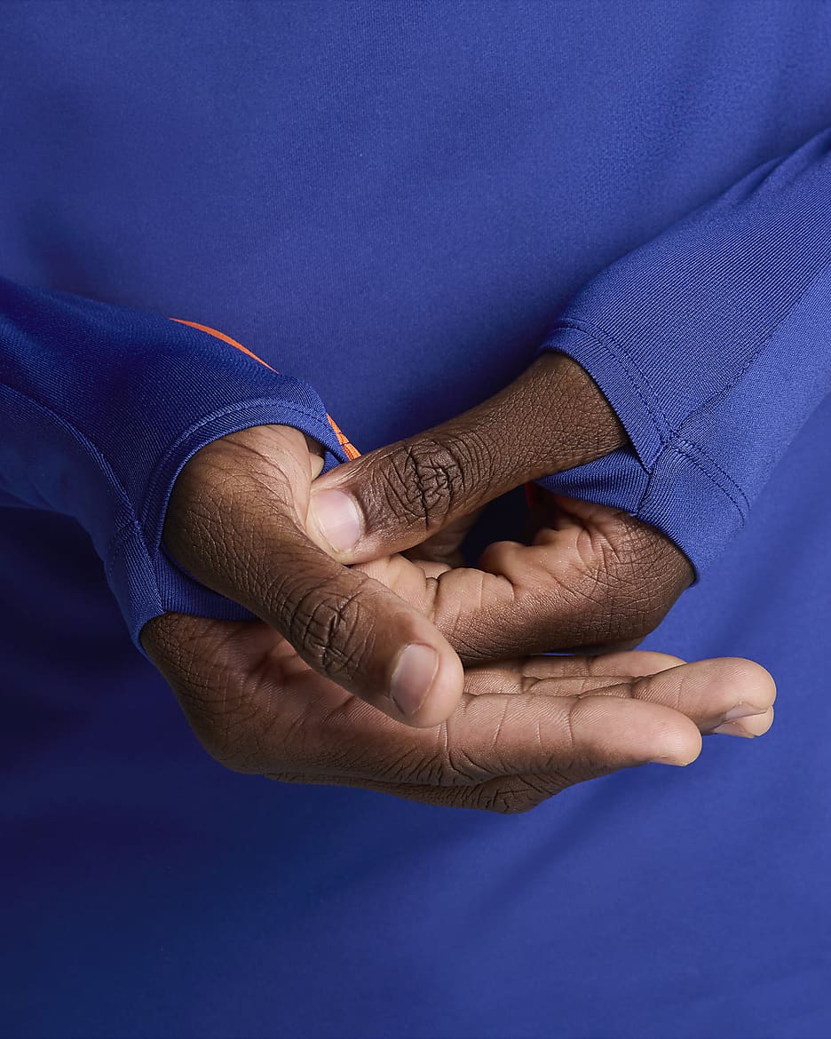 Haut d'entraînement de foot Nike Dri-FIT Pays-Bas Strike pour homme - Deep Royal Blue/Safety Orange/Safety Orange