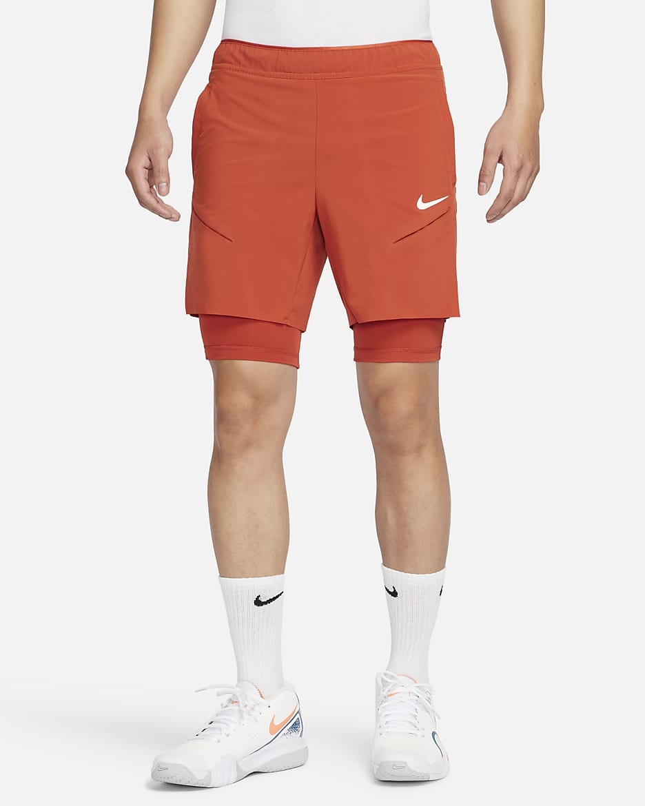 NikeCourt Slam Men's Dri-FIT Tennis Shorts - Rust Factor/Pink Quartz/White