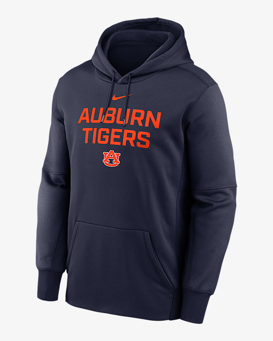 Auburn Team Stacked Men’s Nike Therma College Pullover Hoodie - Navy