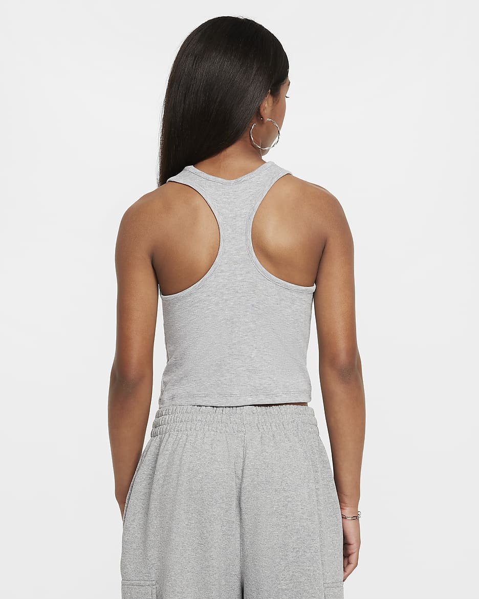 Camiseta de tirantes de tejido rib para niña Nike Sportswear - Gris oscuro jaspeado