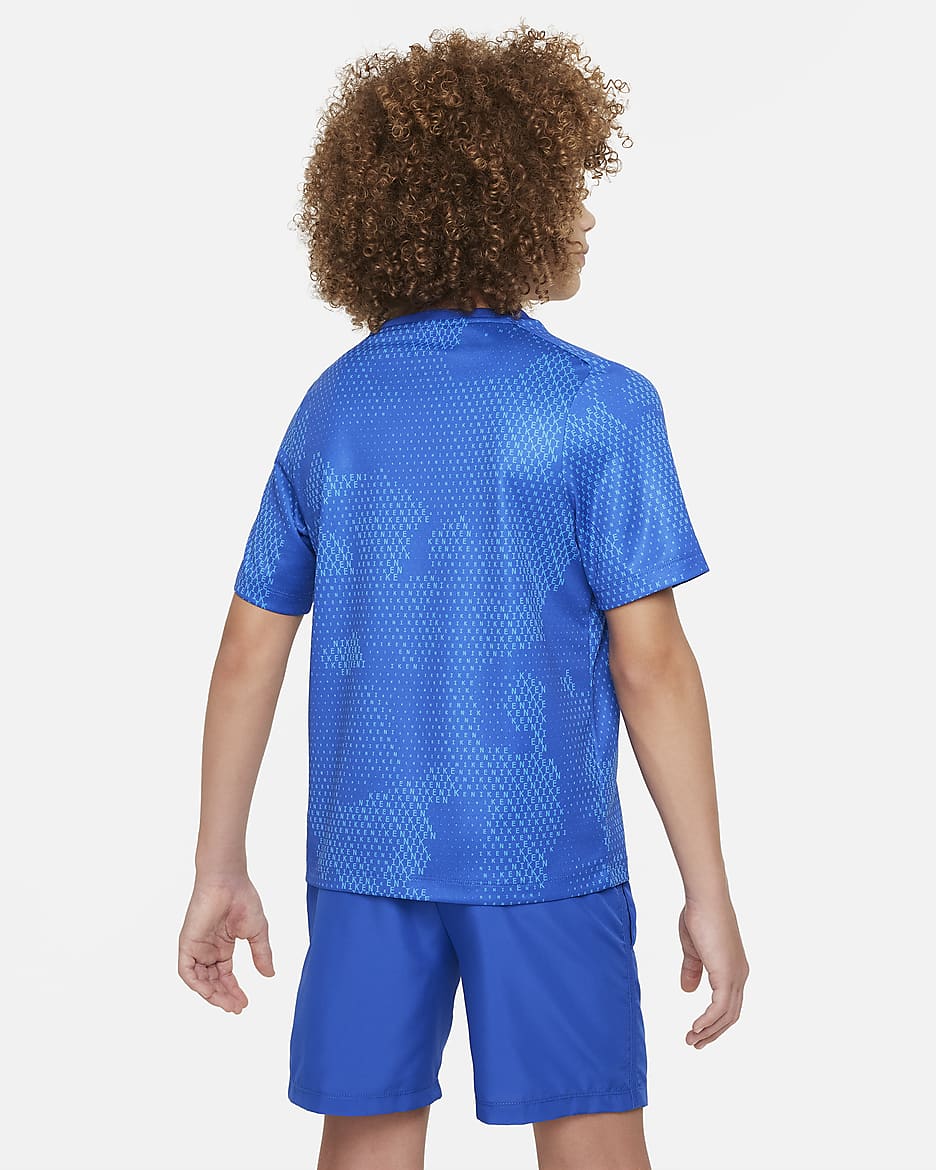 Playera de manga corta Dri-FIT para niños talla grande Nike Multi - Royal juego/Blanco