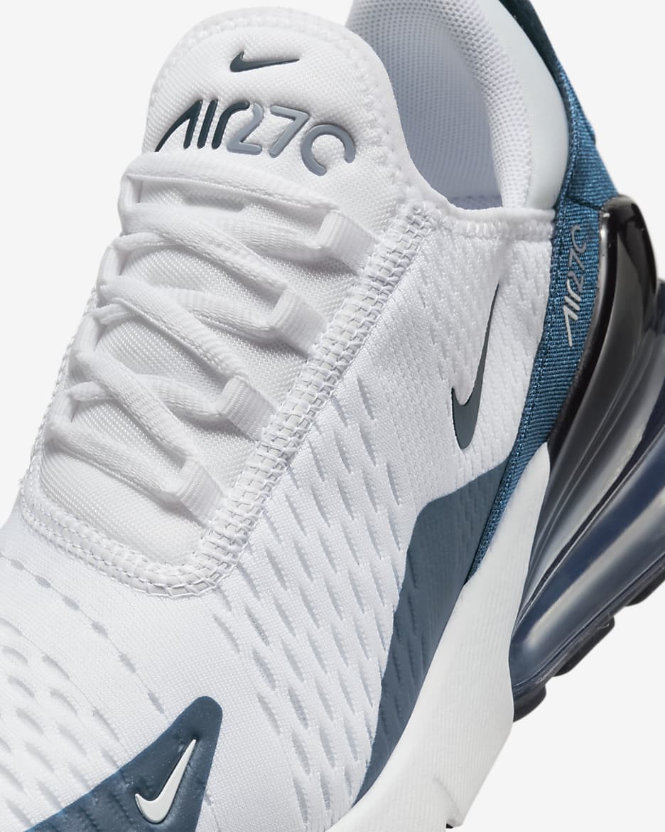 Tenis para mujer Nike Air Max 270 - Blanco/Pizarra cenizo/Azul marino militar