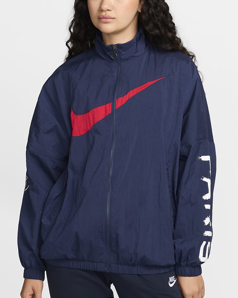 Paris Saint-Germain Essential Women's Nike Soccer Woven Jacket - Midnight Navy/University Red