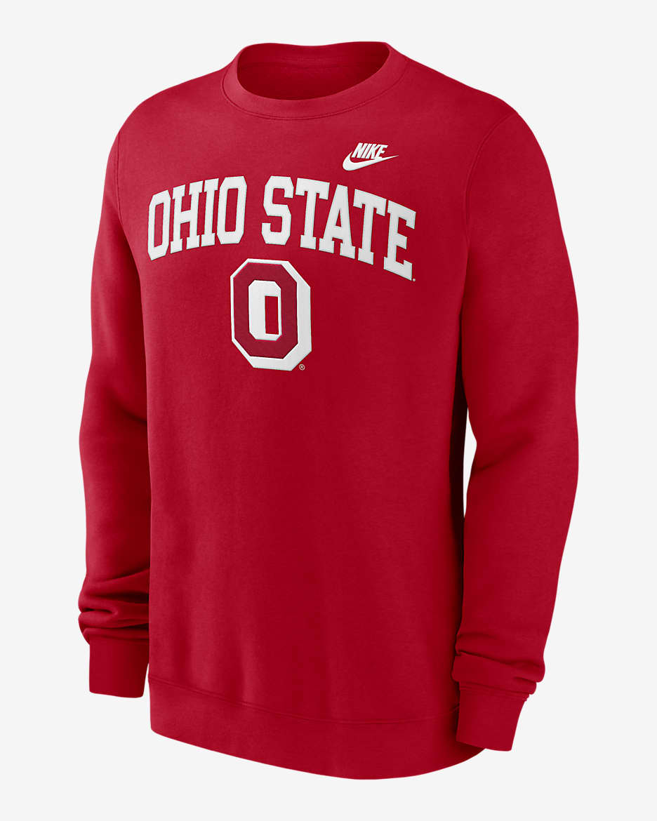 Ohio State Buckeyes Legacy Classic Arch Over Logo Men's Nike College Pullover Crew - University Red