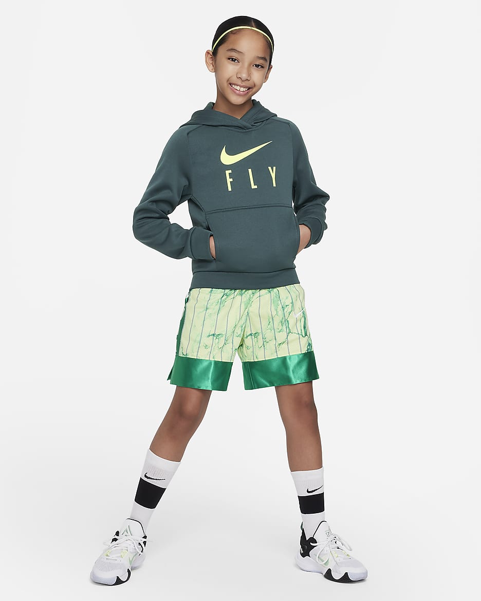 Nike Big Kids' (Girls') Therma-FIT Basketball Hoodie - Deep Jungle/Light Lemon Twist