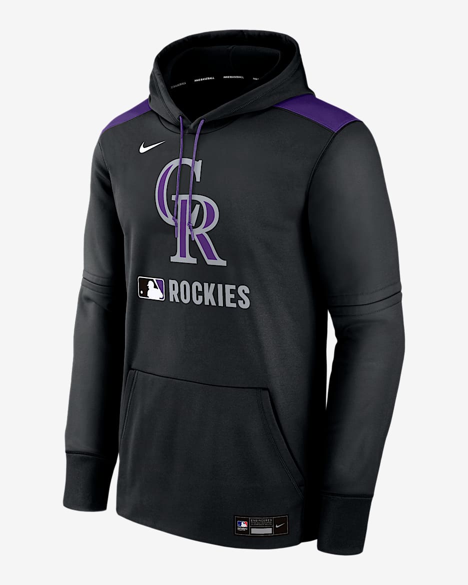 Colorado Rockies Authentic Collection Men's Nike Therma MLB Pullover Hoodie - Black