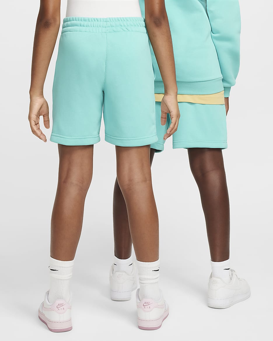 Nike Sportswear Club Fleece Big Kids' French Terry Shorts - Green Frost/White