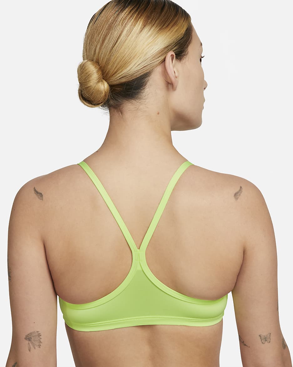 Vrchní díl bikin Nike Essential se sportovním střihem zad - Volt Glow/Černá