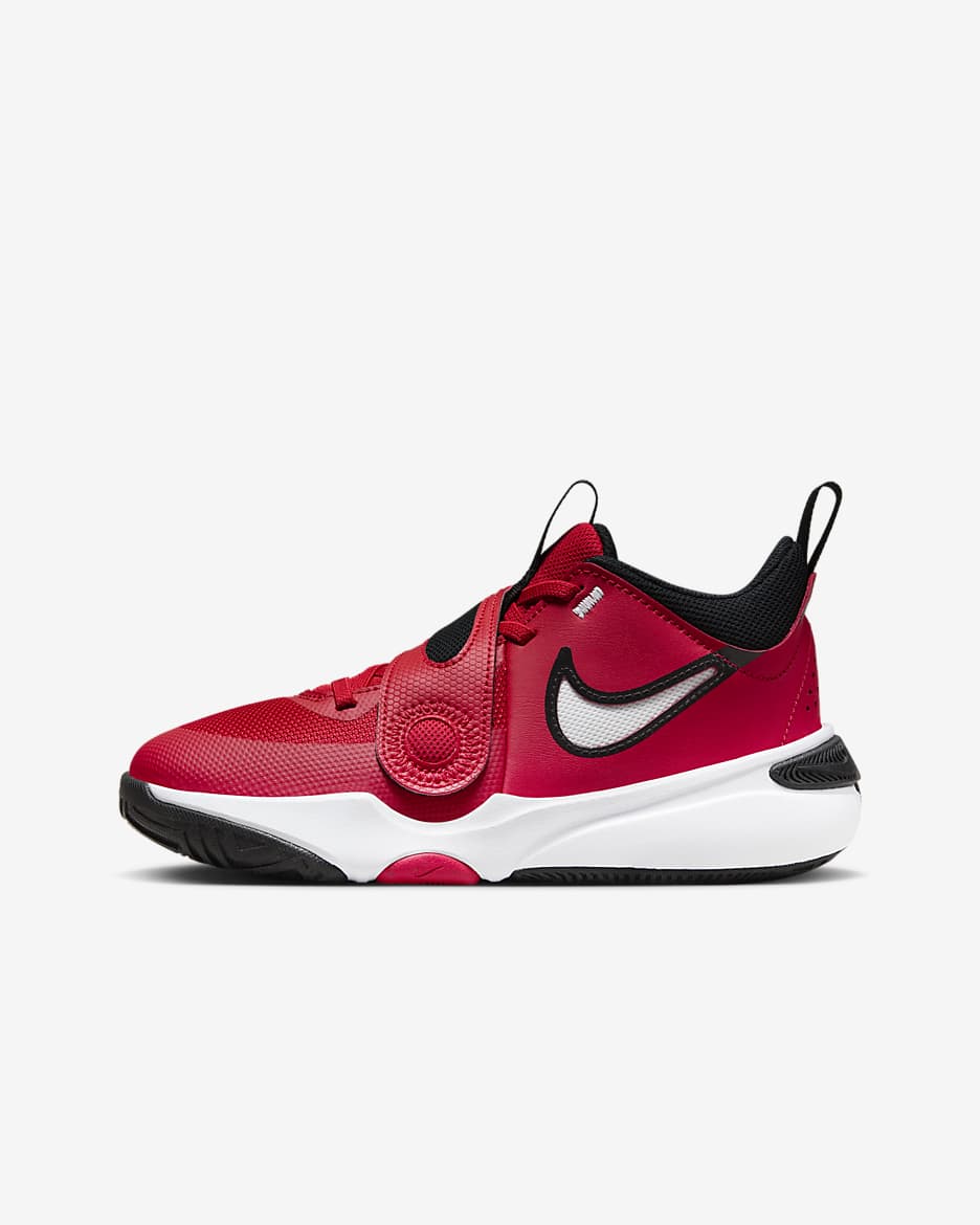 Nike Team Hustle D 11 Big Kids' Basketball Shoes - University Red/White/Black