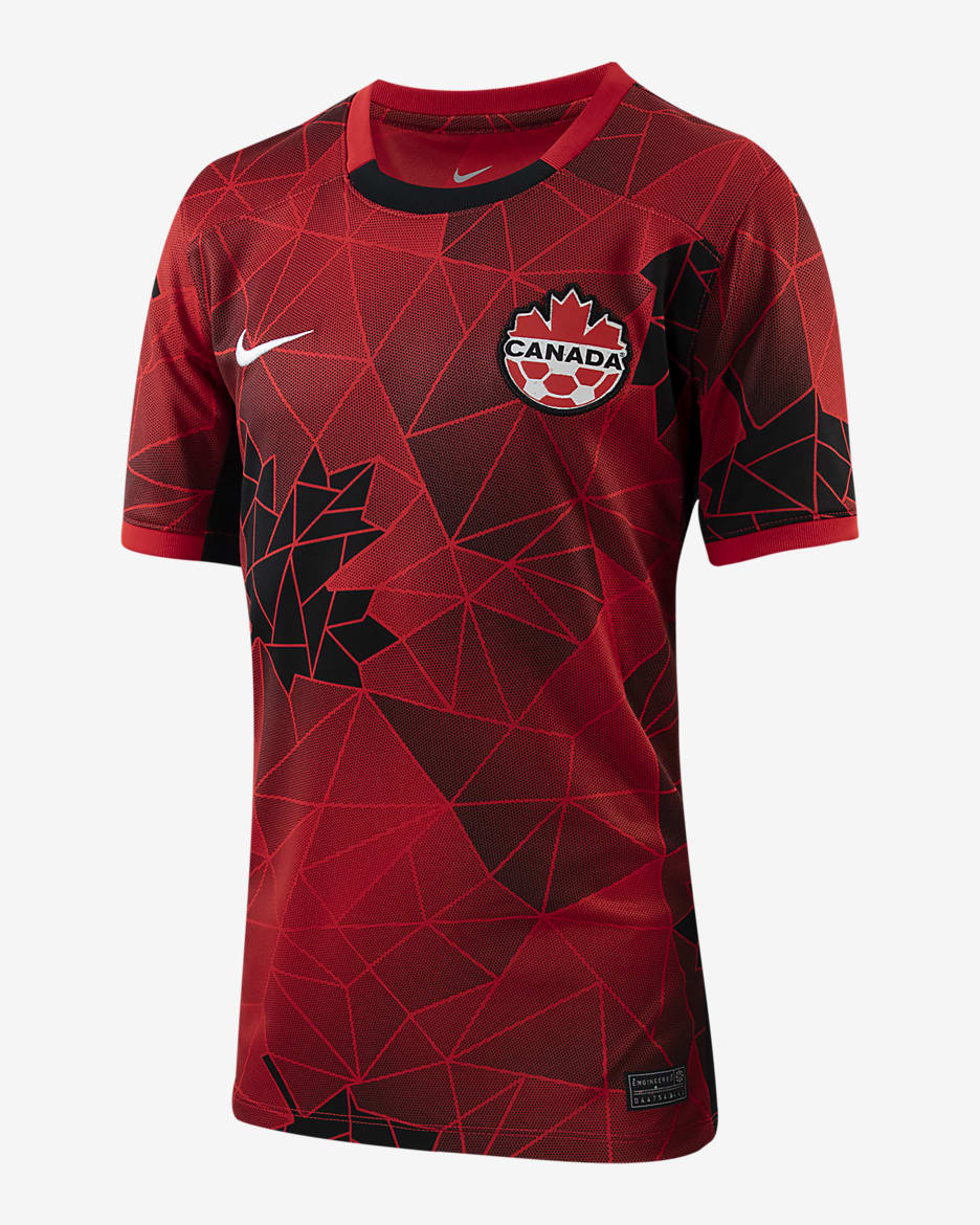 Canada 2023 Stadium Home Big Kids' Nike Dri-FIT Soccer Jersey - University Red
