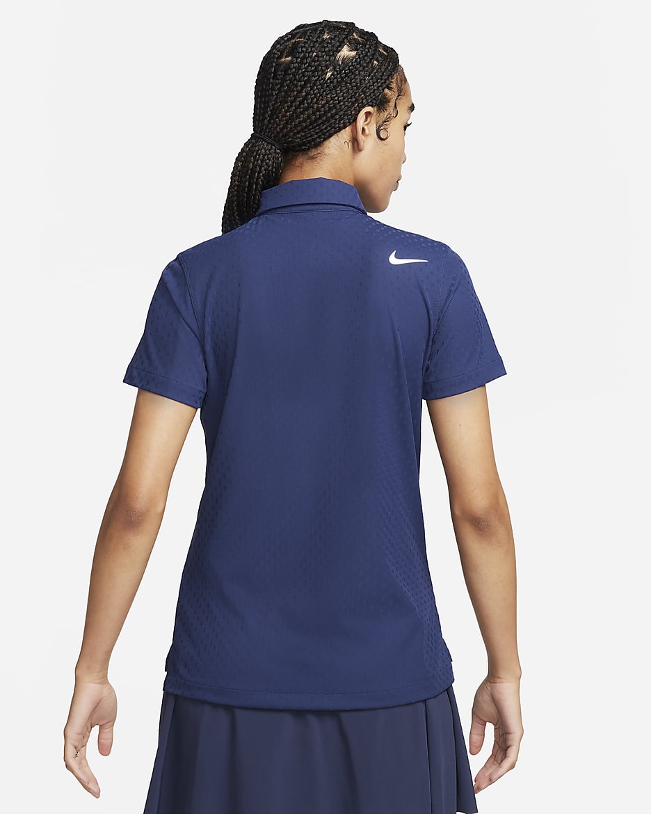 Nike Tour Dri-FIT ADV golfpolo met korte mouwen voor dames - Midnight Navy/Wit