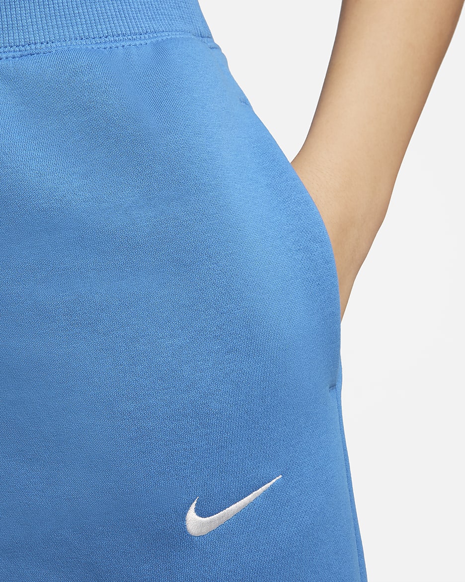 Nike Sportswear Phoenix Fleece verkürzte Trainingshose mit hohem Taillenbund für Damen - Star Blue/Sail