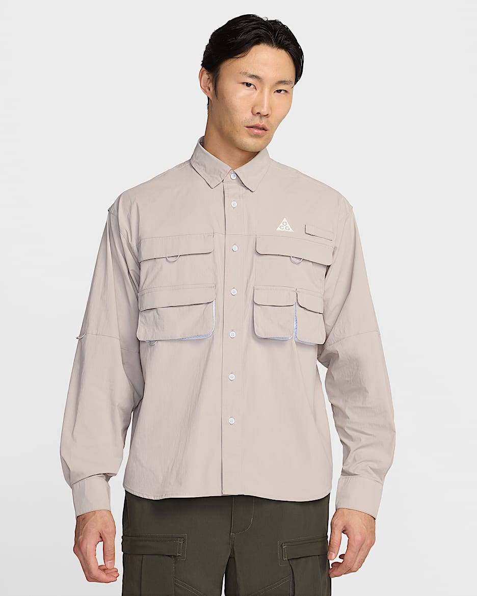Playera de manga larga Dri-FIT ADV UV Nike ACG "Orb Weaver" - Gris universitario/Gris fútbol/Blanco cumbre