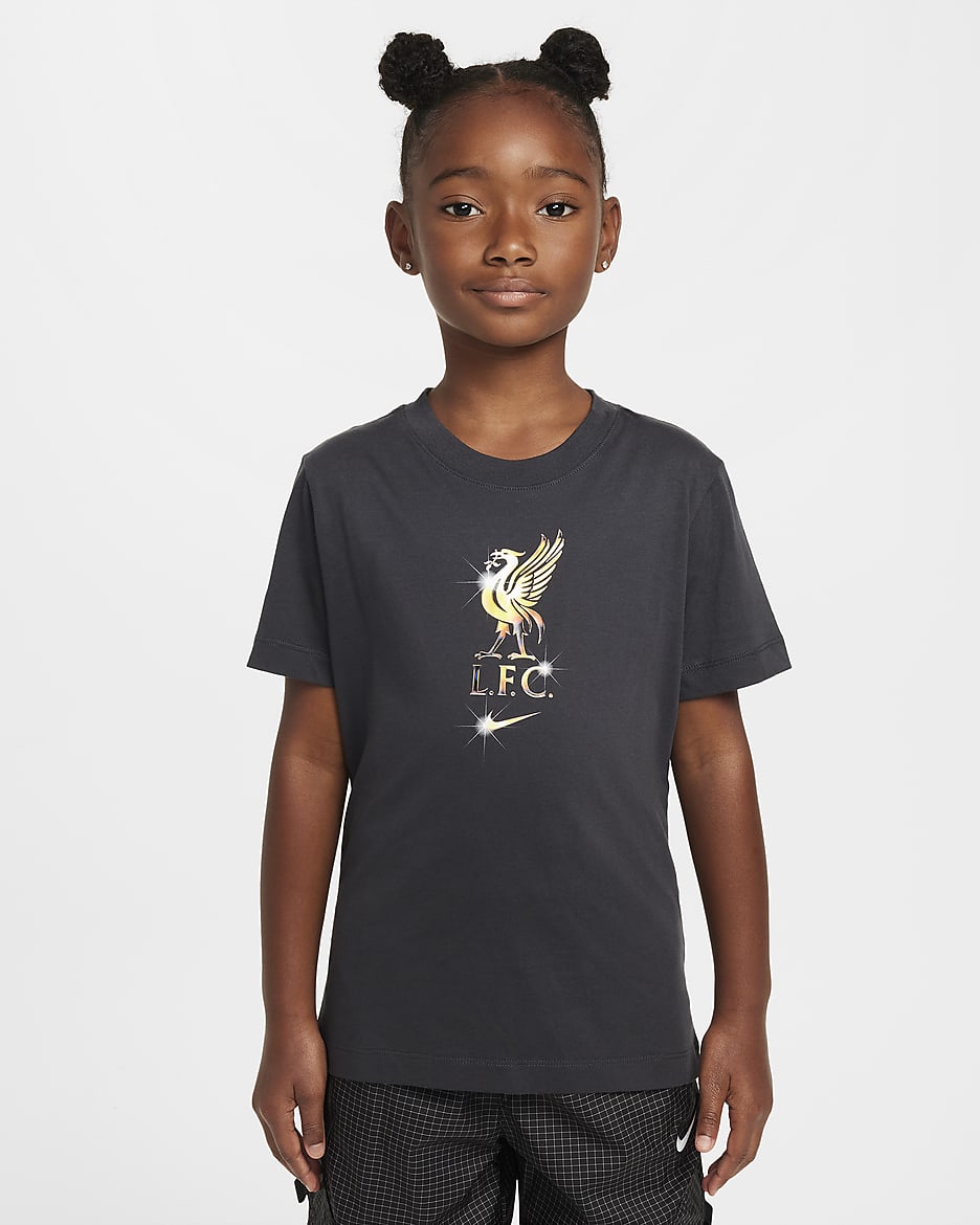 Liverpool F.C. Older Kids' Nike Football T-Shirt - Dark Smoke Grey
