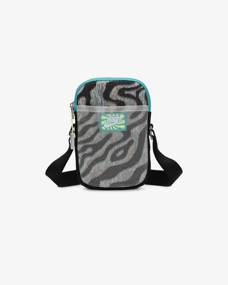 Nike Heritage Bolsa tipo bandolera (pequeña, 1 l) - Negro/Blanco/Dusty Cactus