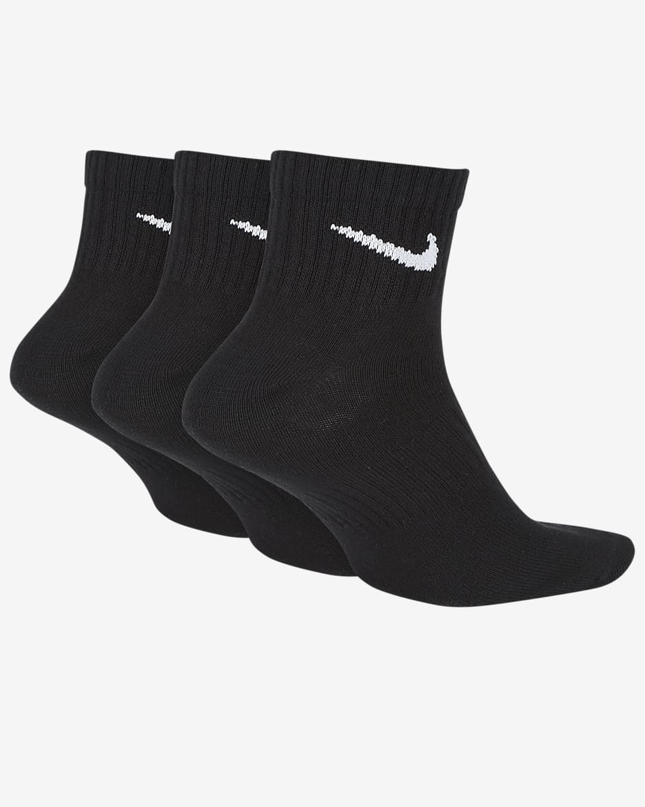 Nike Everyday Lightweight Training Ankle Socks (3 Pairs) - Black/White