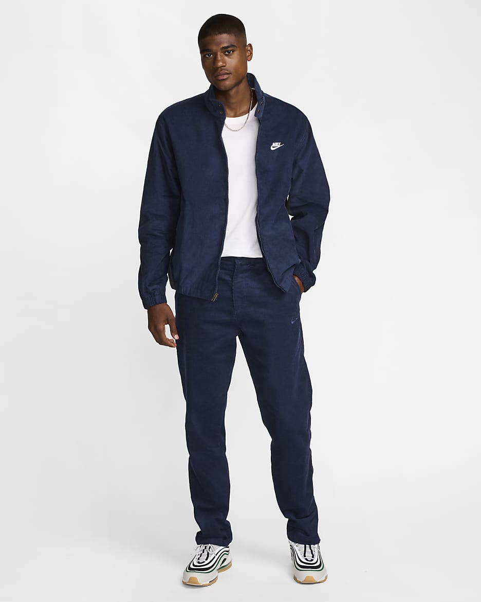 Nike Sportswear Club Men's Corduroy Harrington Jacket - Midnight Navy/White