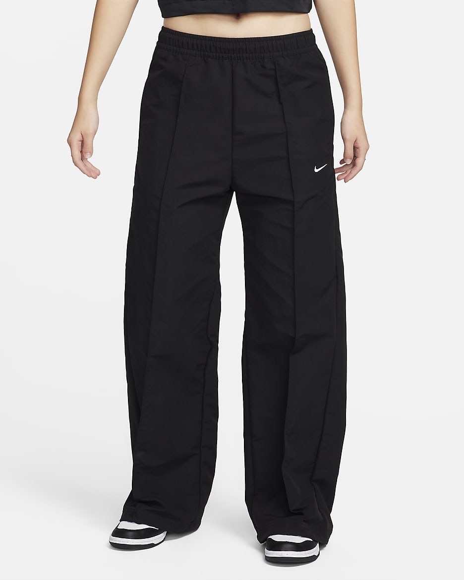 Nike Sportswear Everything Wovens Women's Mid-Rise Open-Hem Trousers - Black/White