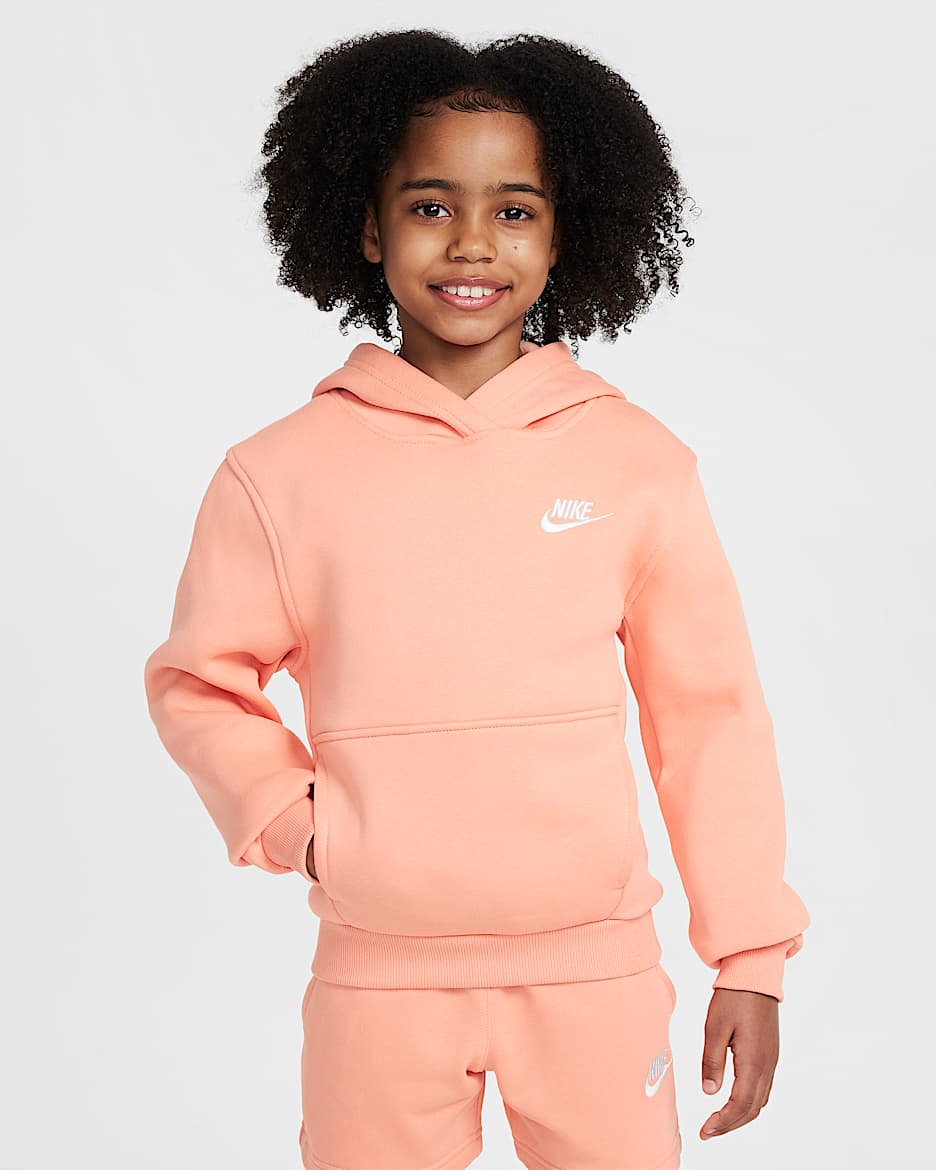 Nike Sportswear Club Fleece Big Kids' Pullover Hoodie - Apricot Agate/White