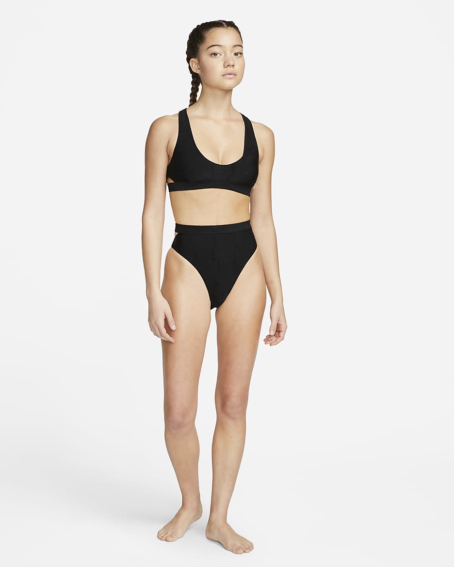Nike Women's Cut-Out Bikini Swimming Top - Black/White